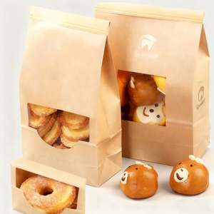 Sacs en papier kraft brun à fenêtre, à fond plat, à ouverture facile, pour le stockage de pain, biscuits et sandwichs, avec fermeture à lien métallique - Product Image 4