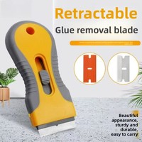 Couteau grattoir métallique à clipser avec revêtement en caoutchouc, multifonctionnel, pour décoller la colle, applicateur de film pour téléphones et vitres de voiture, cuisine