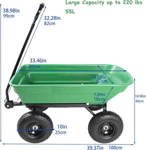 YOLO Large Capacity Outdoor <b>Garden</b> Trailer Portable Yard Dump <b>Truck</b> Lawn Cart 150KG Load 107x51x94CM - Product Image 2