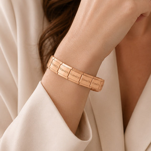 Bracelet <span class=keywords><strong>de</strong></span> couple anti-rouille, bijoux DIY, bracelet modulaire italien personnalisé, bracelet élastique à assemblage libre - Product Image 4