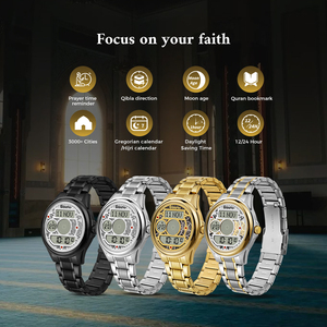 Orologio da polso di preghiera digitale da uomo di lusso Qibla Muslim Azan moda Casual Business Design con corona posizionata di 18mm larghezza <span class=keywords><strong>banda</strong></span> - Product Image 6
