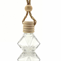 Botol Parfum Mobil Kaca Bentuk Berlian 8ml, Botol Pengharum Ruangan Kosong Isi Ulang dengan Tutup Kayu, Diffuser Minyak Esensial