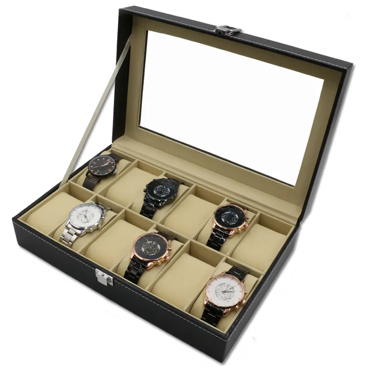 Small MOQ Custom Logo Printed Portable PU Leather Watch Cases Display Watch Box