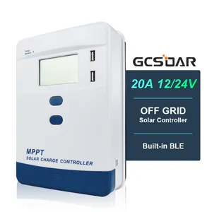 GCSOAR MB2024 20A 12v 24v 60V וסת מובנה בלוטות' MPPT בקר טעינה סולארית עם USB כפול