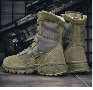 TSB1016 Light Weight <b>Hiking</b> Mounting Sports Ranger STock Wholesales Desert Anti Stab Dark Green Cow Leather Suede Desert <b>Boots</b> - Product Image 3