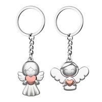 Accessoire de mode, pendentif de sac en métal de haute qualité, porte-clés ange gardien avec cœur enlacé
