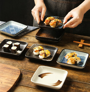 Plat en céramique de boulettes de Sushi carrées de Style japonais classique petite assiette de Sauce de soja écologique pour ensembles de dîner de Restaurant - Product Image 3