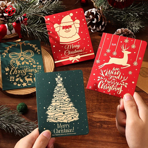 <span class=keywords><strong>Enveloppe</strong></span> cadeau de carte de voeux estampage or de Noël rouge et vert vintage avec message de bénédiction <span class=keywords><strong>pour</strong></span> fleuriste et occasions de pâtisserie - Product Image 4