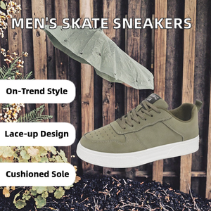 Chaussures de skate en PU pour hommes 2025, grande taille, style tendance, lacets, fond souple, décontractées, Joker, printemps automne, quatre modes - Product Image 2