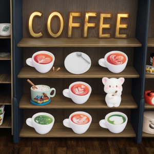 Tự làm Dollhouse trẻ em Đồ chơi phim hoạt hình Mèo thực tế đồ uống cà phê thanh phụ kiện thu nhỏ chai cổ tích nhà bếp bức tượng cho Keychain - Product Image 1