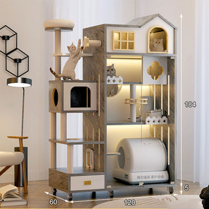 Meilleures ventes : Maison en bois de luxe pour animaux de compagnie avec arbre intégré - Product Image 3