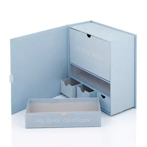 定制设计婴儿纪念品盒礼品包装豪华婴儿记忆盒新生儿礼品篮托儿所装饰降临日历礼品盒