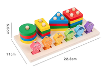 Juguetes Montessori de Madera para Niños de 3+ Años, 2 en 1, Juguetes de Aprendizaje para Niños Pequeños, Clasificación de Formas y Colores, Juguetes de Apilamiento y Juego de Pesca Magnética