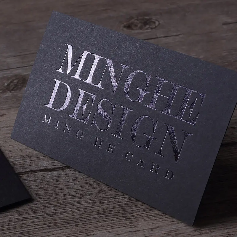 Newest Customized 500g 700g Embossed Foil Stamping Matte Black Business Card