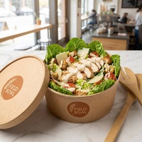 Bol à salade en papier de 1300 ml, jetable, pour emporter, logo personnalisé, vente en gros, faible MOQ