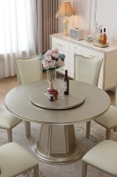 Table à manger ronde en bois massif américain, style champagne, pour villa, 6 et 8 places, avec plateau tournant, table de restaurant européenne de luxe