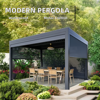 Pergola d'extérieur moderne étanche 3x3 3x4 avec toit à persiennes en aluminium réglable Gazebo bioclimatique Cadre enduit de poudre