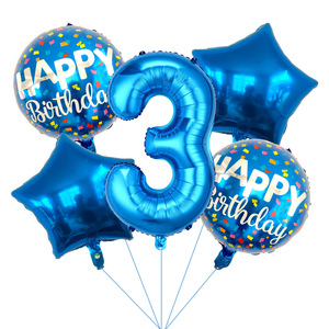 Hete 5-delige folie ballonboeketset, 18 inch ronde gelukkige verjaardag heliumballonnen, cijferballonnen voor verjaardagsdecoratie - Product Image 4