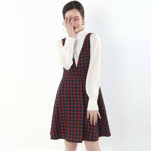 Venta al por mayor clásico Jersey diseño hilo de poliéster tinte comprobar barato señoras de manga larga vestido de baile - Product Image 4