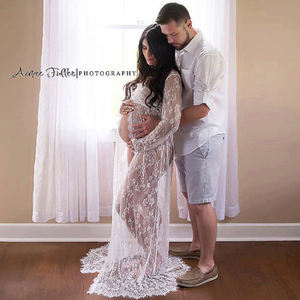 <span class=keywords><strong>Vestito</strong></span> da sera in pizzo bianco per gravidanza abito da sera elegante da donna in gravidanza abito <span class=keywords><strong>premaman</strong></span> taglie forti per servizio fotografico - Product Image 3