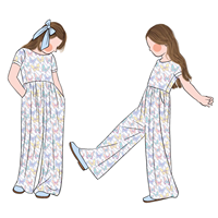 Combinaison courte à manches courtes pour filles, populaire, décontractée, douce et confortable, à imprimé floral, avec des poches latérales, pour les filles
