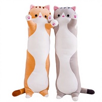 Coussin en peluche chat géant et mignon avec rembourrage en coton PP, hauteur 50-110 cm, cadeau pour filles, compagnon de sommeil et vente en gros