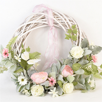 Couronne de fleurs décorative en rotin de haute qualité GY BSCI pour la saison printemps-été, pour la porte d'entrée