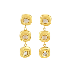 Boucles d'oreilles pendantes longues JAJGI pour femme, tendance, irrégulières, creuses, en laiton massif plaqué or 18 carats, style fête - Product Image 1