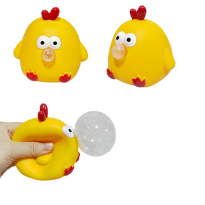 Nouveauté Jouet Anti-Stress Poulet Kawaii Souffleur de Bulles en TPR, Balle Anti-Stress pour Enfants, Animal Pop en Vinyle pour Filles - Product Image 1