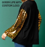 Produsen grosir kaus payet kasual wanita anti-serabut cocok longgar dengan Glitter untuk penggunaan sehari-hari atau Hari permainan
