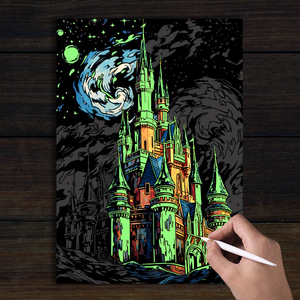 <span class=keywords><strong>Van</strong></span> <span class=keywords><strong>Gogh</strong></span> stile bagliore magico nel buio raschiando carta da disegno Scratchboard notte Glow gratta e vinci arte arcobaleno carta da pittura - Product Image 4