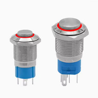 Bouton poussoir métallique 12/16/19/22MM à réinitialisation automatique, bouton rond à verrouillage avec LED éclairée pour démarrage