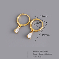 925 Sterling perak anting-anting lingkaran menjuntai kristal CZ zirkon bunga unik 18K lapis emas lucu untuk hadiah pesta pernikahan