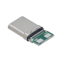 Conector USB 2.0 Tipo C Macho de 24 Pines BTRE, 30V DC 3A, Resistencia de 56K, 2p 4 Núcleos, para Cable de Carga QC