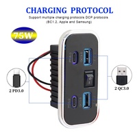 Siège de camping-car marin personnalisé 12V 24V avec port USB intégré, prise de chargeur avec interrupteur, double USB-A 18W, double USB-C 20W