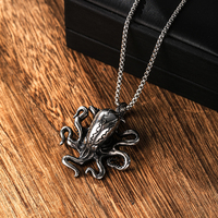 Vente chaude Conception Hommes Bijoux En Acier Inoxydable Poulpe Pendentif Nordique Viking Argent Plaqué Collier Charmes Pendentif