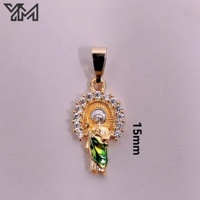 Pendentifs religieux YM Amulet Charm plaqués or 18 carats avec micro-pavé de zircone cubique arc-en-ciel, représentant les Saints Jude, Thaddeus, San Judas et Saint Halo