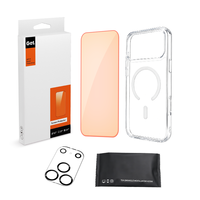 Coque de téléphone de luxe 3-en-1 avec protection d'écran en verre trempé 9H et protection d'objectif d'appareil photo à lumière rouge pour iPhone 15 16 17 18 Pro Max