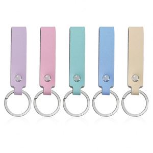 Macaron Color System Custom Blank Car Holder <b>Leather</b> <b>Key</b> <b>Chain</b> with Letterpress Printing Letter Style and Carving - Product Image 5