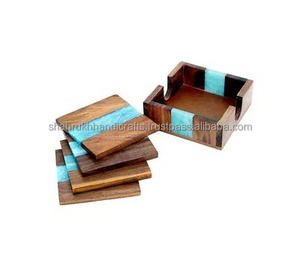 Eco Friendly Bamboo <b>Coaster</b> <b>Set</b> with Non Slip Base for Coffee Tea and Cold Drink Glasses Available At Competitive Price - Product Image 2