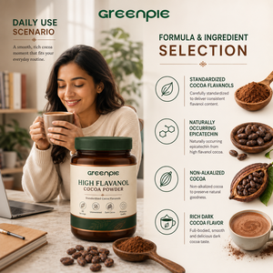 Greenpie OEM Mélange de Cacao à Haute Teneur en Flavanols, <span class=keywords><strong>Épicatéchine</strong></span> et Flavonoïdes, Sans Sucre, Complément Quotidien de Bien-être, Poudre de Cacao à Haute Teneur en Flavanols - Product Image 2