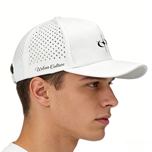 Gorra <span class=keywords><strong>de</strong></span> Béisbol Deportiva Performance Sports Open Golf, Transpirable, <span class=keywords><strong>de</strong></span> 5 Paneles, con Orificios Cortados con Láser, Blanca - Product Image 4