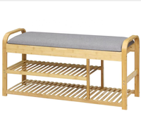 Meuble d'entrée moderne et minimaliste en bois, grande capacité de rangement, étagère à chaussures, tiroir à coussins, gain de place, 2 étagères, salon