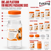 Emballages personnalisés en pots PET et RPET transparents avec bouchon à vis orange, étiquette à opercule, qualité alimentaire, service OEM ODM, fournisseur d'usine, pots PET avec couvercles