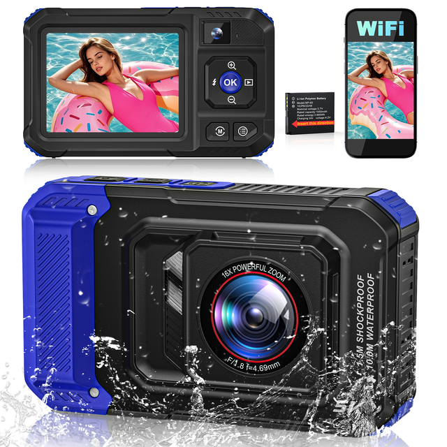 High Speed Burst Super Fast AF Action Camera HD 5K  96MP HDR 10m Waterproof IP6X 8x Digital Zoom Cameras for All Adventures