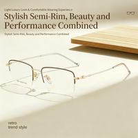 35001 Monturas de Gafas para Hombre, Diseño Ligero y Duradero en Color, para Uso Diario, Montura Semi-Rimless Cuadrada