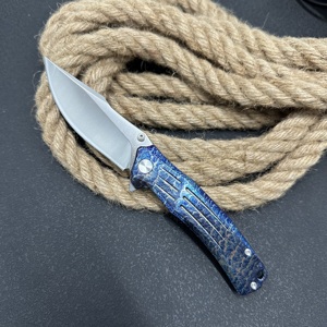 Couteau pliant de chasse Lightning, lame droite à bord dentelé, manche en alliage de titane TC4 de qualité industrielle durable, <span class=keywords><strong>acier</strong></span> <span class=keywords><strong>14C28N</strong></span>, OEM - Product Image 6