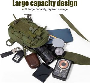 Tactical <b>Sling</b> Bag Olive Green MOLLE System Shoulder Strap Zipper Closure Unisex Outdoor Carry <b>Pack</b> - Product Image 2