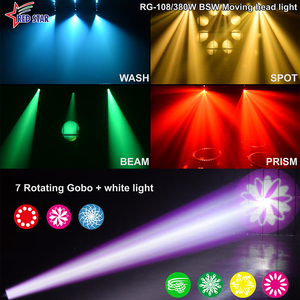 Luz Móvil de Cabeza con Efecto de Arcoíris, 380W, Beam, Spot, Wash, Gobos Giratorios, Control DMX512, Aleación de Aluminio, para Teatro, Bodas, Eventos, Escenarios - Product Image 5