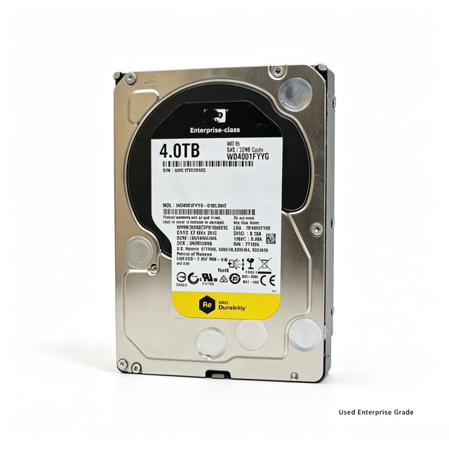 WD4001FYYG 4TB SAS 6Gb/s Internal Hard Disk 3.5" 7.2K 32MB, Used Original Hardware Pull, Fully Functional Test Completed
